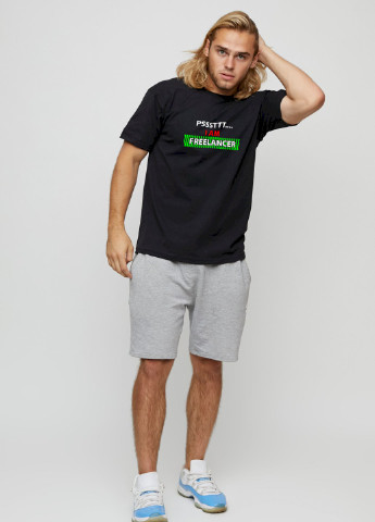 Чорна футболка чоловіча basic /air print/ YAPPI