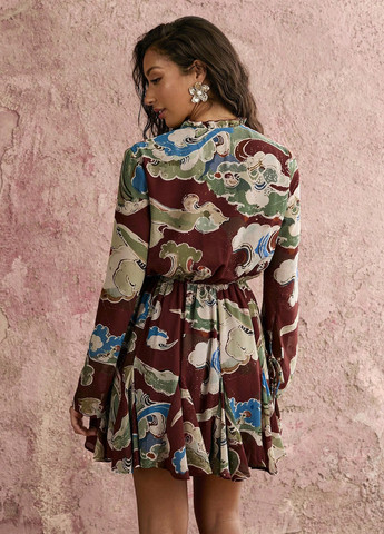 Комбинированное кэжуал платье клеш SHEIN с абстрактным узором