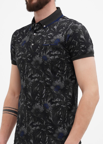 Оливковая (хаки) футболка-поло для мужчин Benson & Cherry с цветочным принтом