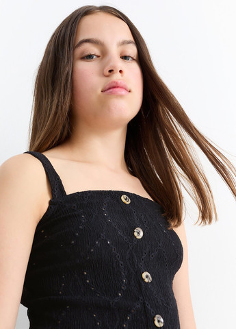 Черный летний костюм (топ, юбка) C&A