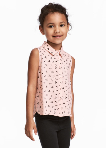 Светло-розовая с рисунком блузка H&M летняя