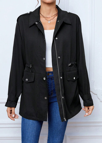 Плащ SHEIN на кнопках, на блискавці демісезон (329546095)