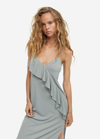 Світло-сіра коктейльна, кежуал сукня сукня-комбінація H&M однотонна