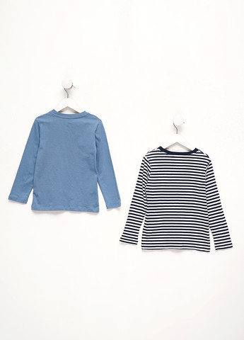 Голубой демисезонный кэжуал лонгслив H&M однотонный