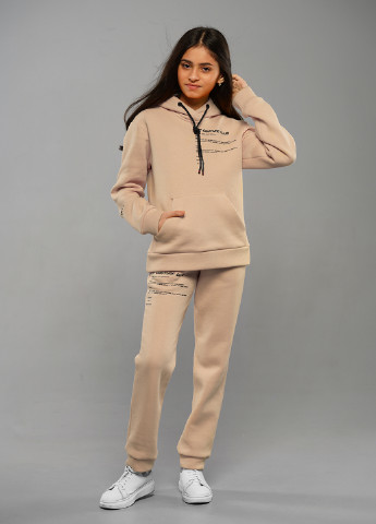 Леона бежевий спортивний костюм з начосом, теплий та комфортний Sinthia (254916632)