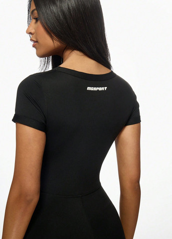 Комбінезон SHEIN комбінезон-брюки однотонний чорний спортивний, кежуал поліамід