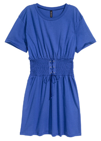Синее кэжуал платье платье-футболка H&M однотонное