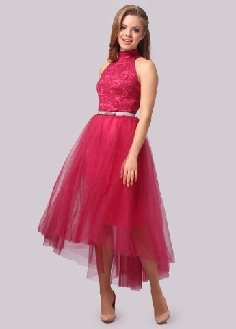 Фуксинова (кольору Фукія) коктейльна сукня пачка Agata Webers однотонна