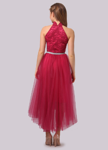 Фуксинова (кольору Фукія) коктейльна сукня пачка Agata Webers однотонна