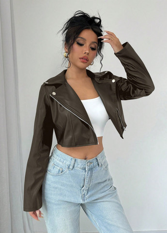 Темно-коричнева демісезонна куртка косуха SHEIN