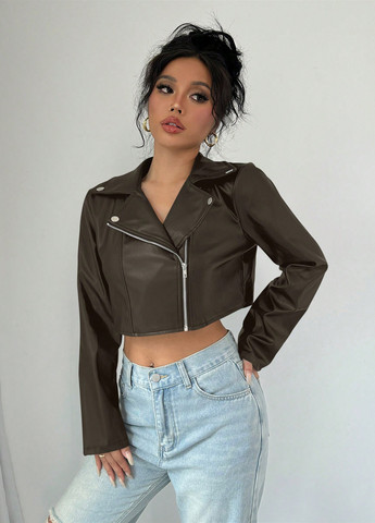 Темно-коричнева демісезонна куртка косуха SHEIN