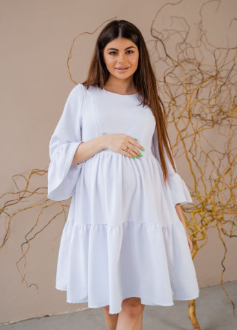 Білий біла невагома сукня для вагітних і годуючих мам із секретом для годування To Be однотонна