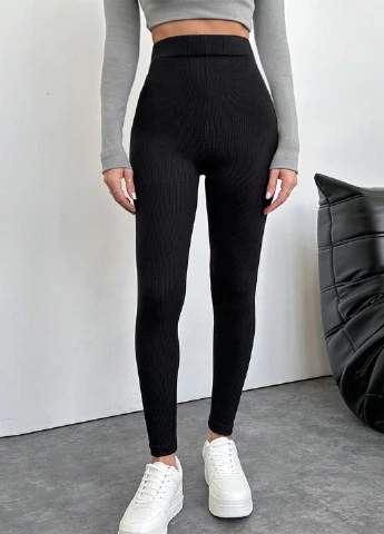 Черные демисезонные леггинсы SHEIN