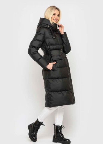 Чорне зимнє Жіноче зимове довге пальто CW пурпурний 63512 Clasna