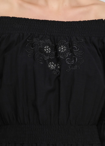 Чорна кежуал сукня з відкритими плечима, кльош Sassofono однотонна
