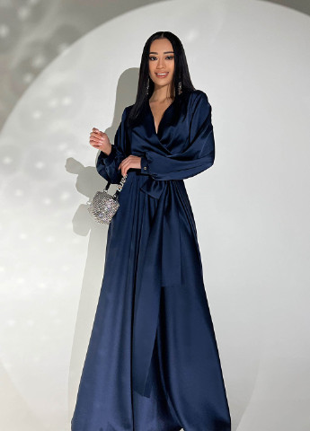 Темно-синя вечірня вечірня сукня з шовку "армані" Jadone Fashion