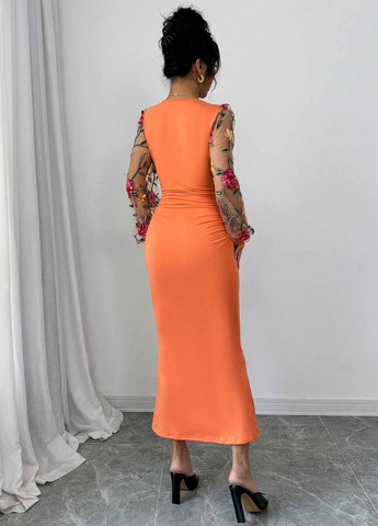 Помаранчева святковий, вечірня сукня годе SHEIN з квітковим принтом