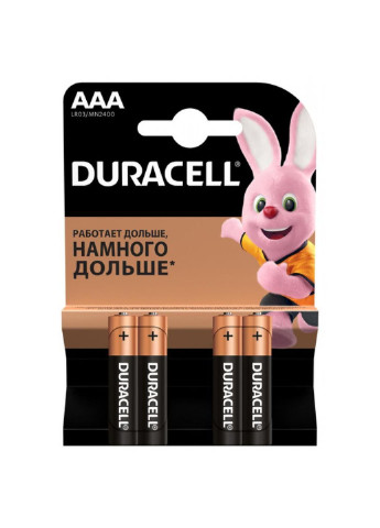 Батарейка AAA MN2400 LR03 * 4 (5000394052543 / 81545421) Duracell (251412213)