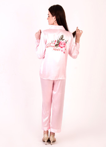Светло-розовая всесезон пижама (рубашка, брюки) рубашка + брюки Mulberry-Home