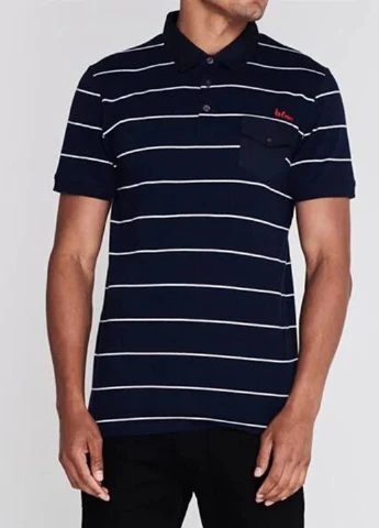 Темно-синяя футболка-поло для мужчин Lee Cooper в полоску