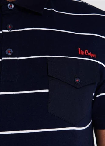 Темно-синяя футболка-поло для мужчин Lee Cooper в полоску