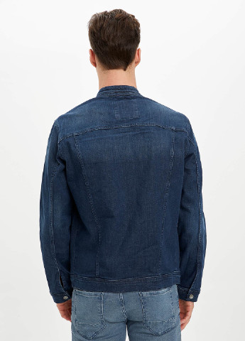 Пиджак DeFacto однотонный синий джинсовый хлопок