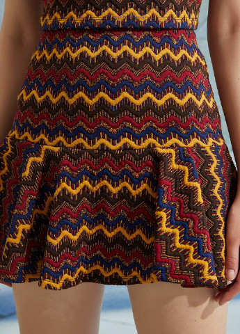 Разноцветная кэжуал с геометрическим узором юбка KOTON клешированная