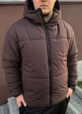 Коричневая зимняя мужская зимняя куртка No Brand