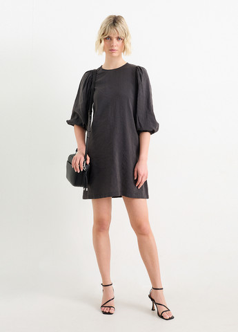 Темно-серое кэжуал платье а-силуэт C&A однотонное