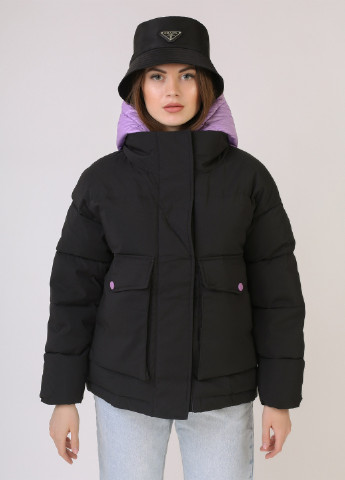 Черная демисезонная стильная куртка с накладными карманами SNOW & PASSION