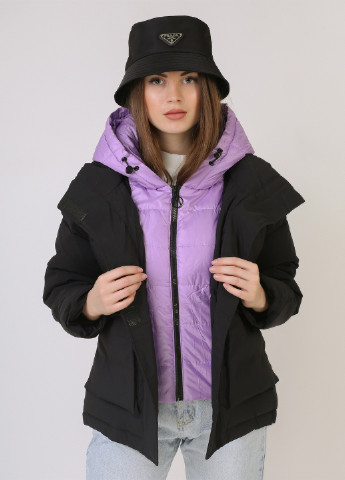 Черная демисезонная стильная куртка с накладными карманами SNOW & PASSION