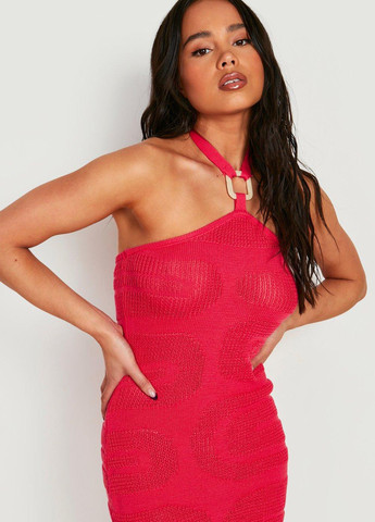 Малинова коктейльна, пляжна сукня силуетна Boohoo однотонна