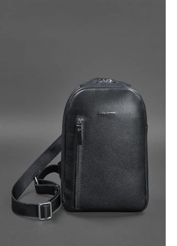 Кожаный мужской рюкзак (сумка-слинг) на одно плечо Chest Bag синий BlankNote (235752515)