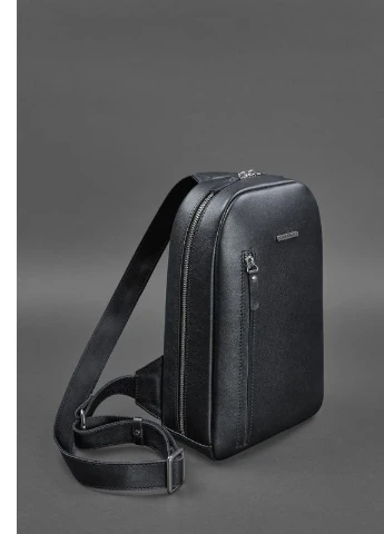Кожаный мужской рюкзак (сумка-слинг) на одно плечо Chest Bag синий BlankNote (235752515)