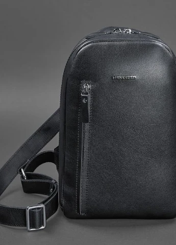 Кожаный мужской рюкзак (сумка-слинг) на одно плечо Chest Bag синий BlankNote (235752515)