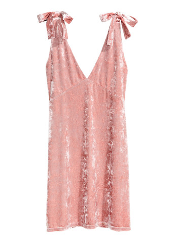 Светло-розовое коктейльное платье с открытой спиной H&M
