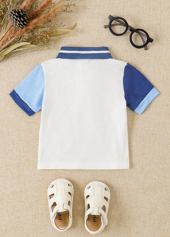 Белая детская футболка-поло для мальчика SHEIN однотонная