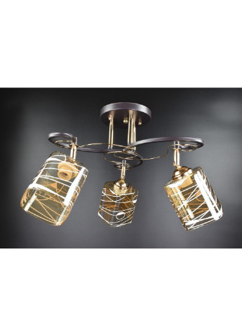 Люстра потолочная на 3 лампочки 7182/3A Коричневый 32х49х49 см. Sunnysky (253629486)