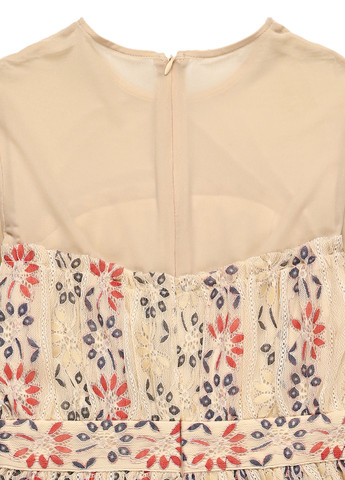 Бежевое праздничный платье колокол Lost Ink с орнаментом