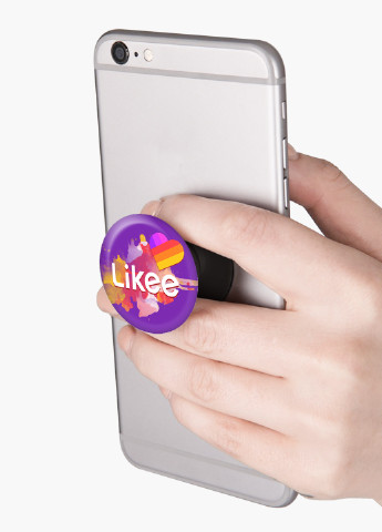 Попсокет (Popsockets) тримач для смартфону Лайк (Likee) (8754-1044) Чорний MobiPrint (216748490)