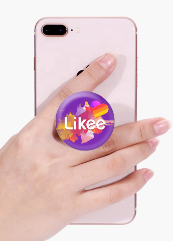 Попсокет (Popsockets) тримач для смартфону Лайк (Likee) (8754-1044) Чорний MobiPrint (216748490)