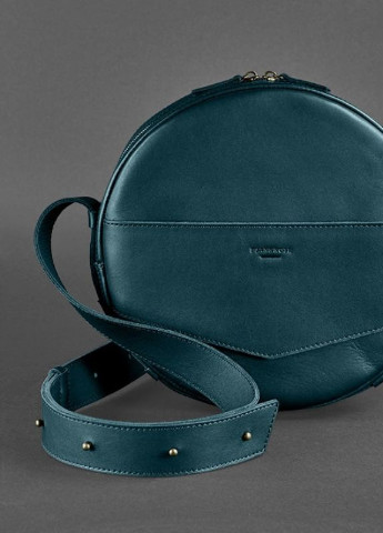 Кожаная женская круглая сумка-рюкзак Maxi зеленая BlankNote однотонная зелёная кэжуал