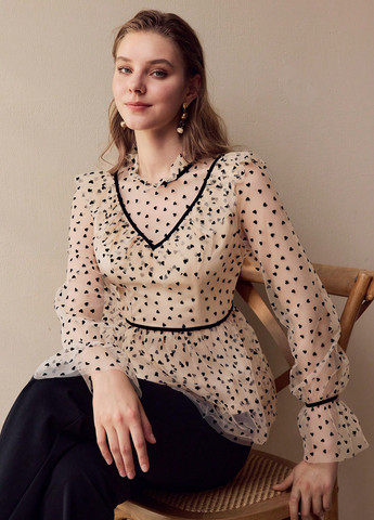 Кремовая блуза с баской SHEIN