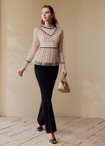 Кремовая блуза с баской SHEIN