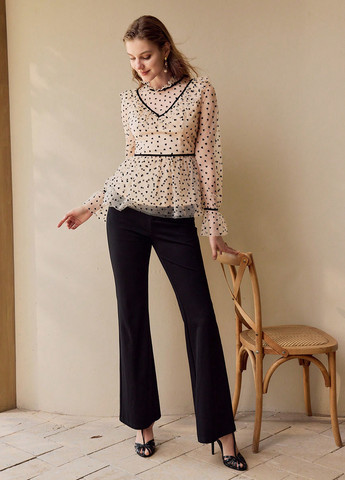 Кремовая блуза с баской SHEIN