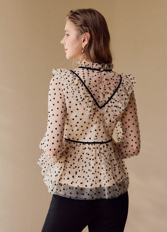 Кремовая блуза с баской SHEIN