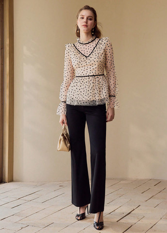 Кремовая блуза с баской SHEIN