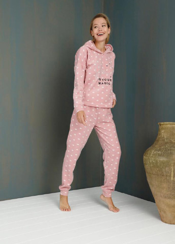 Розовая всесезон пижама (худи, брюки) ECROU