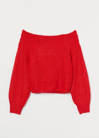 Красный демисезонный джемпер с открытыми плечами H&M