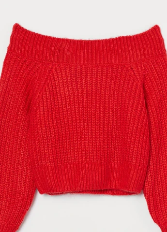 Красный демисезонный джемпер с открытыми плечами H&M